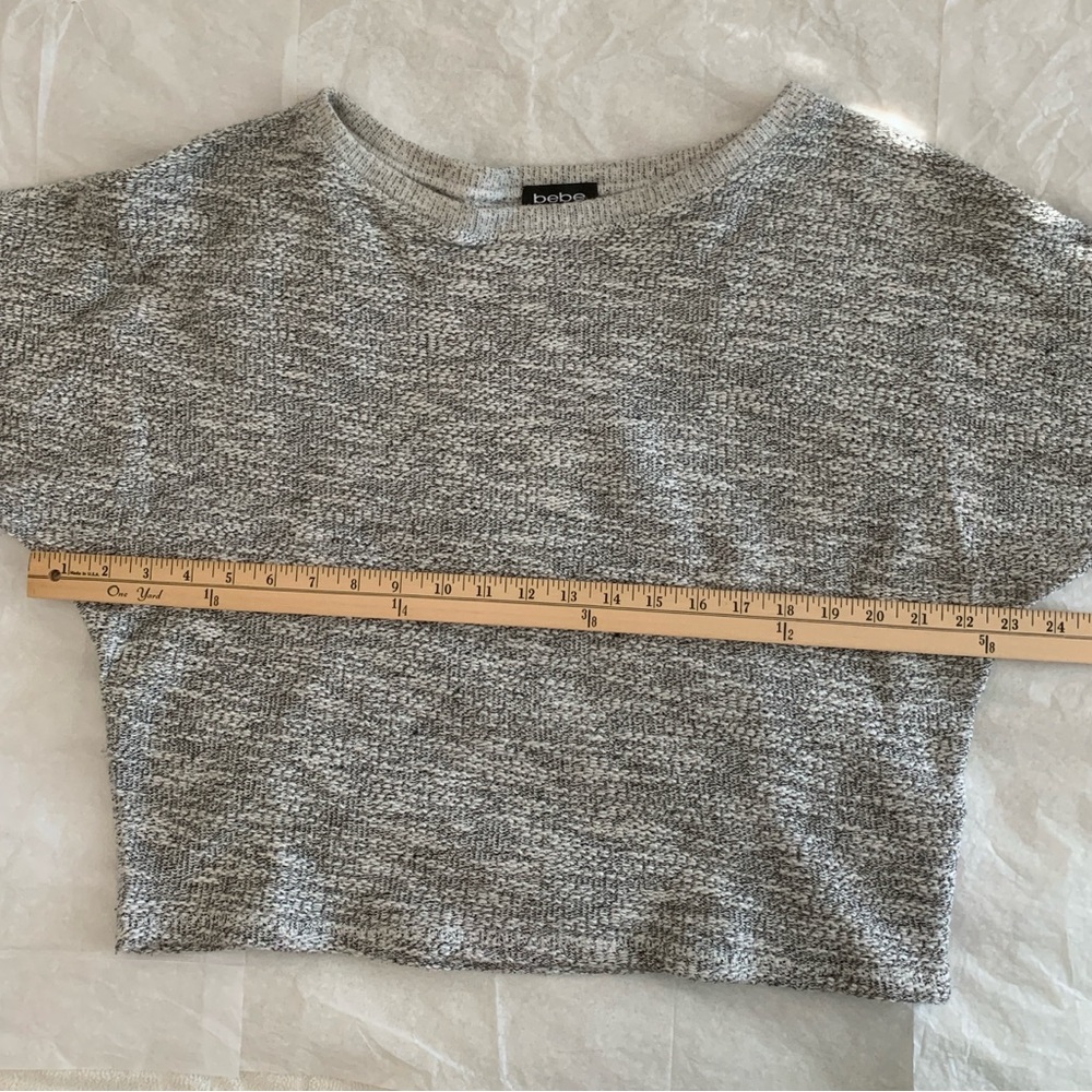 Bebe Gray Marled Dolman Sleeve Sweater Cropped Batwing Pullover Size M - Picture 5 of 9